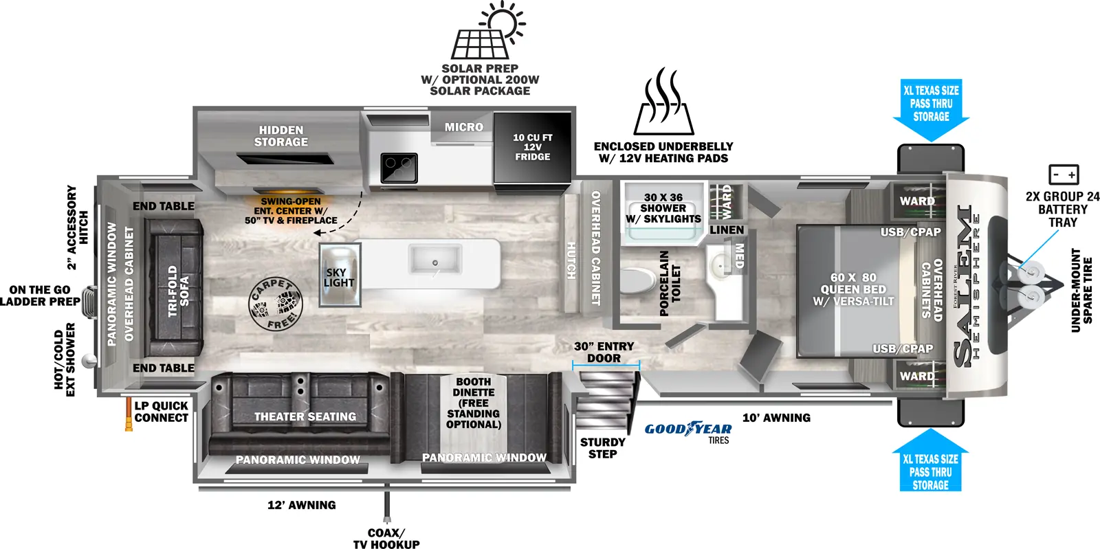 Hemisphere Travel Trailers 271RL Floorplan